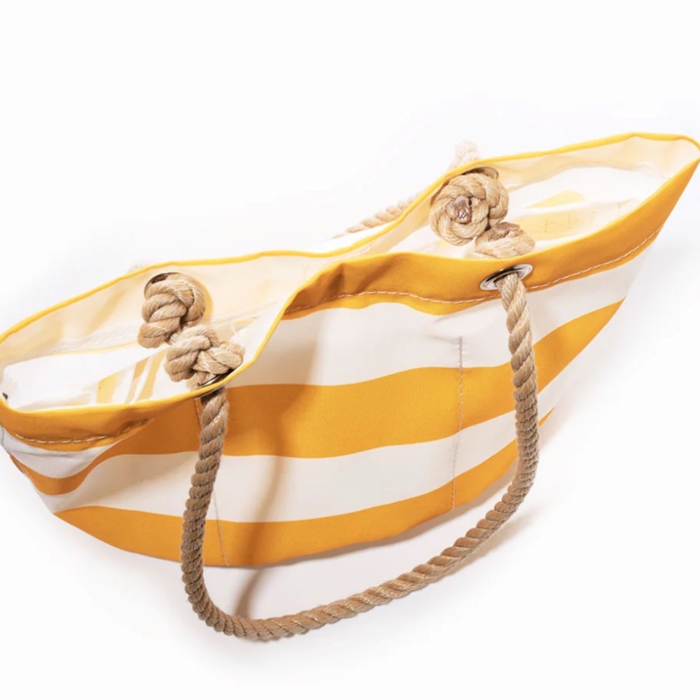 Sea Bags made w/ recycled sails! Yellow & White Bucket Bag. Nautically Chic. - Picture 3 of 11